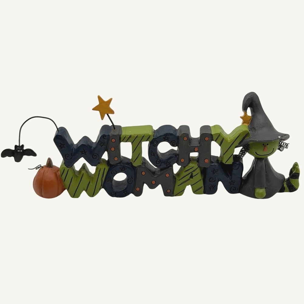 Suzi Skoglund Witchy Woman Halloween Decor 2012 Shelf Sitter Bat Pumpkin Whimsy